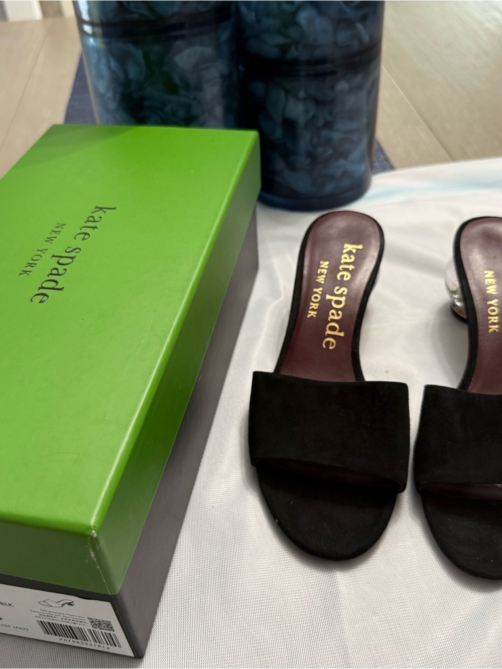 kate spade Black Suede Slide Mules